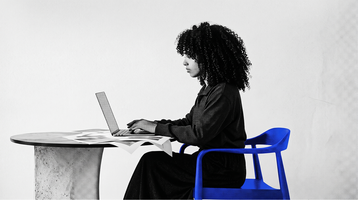 Woman working on a laptop